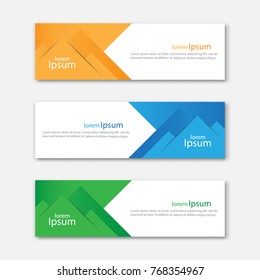 Set of abstract design banner template. Three different colors. Vector illustration.