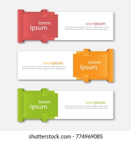 Set of abstract design banner template. Three different colors. Vector illustration.