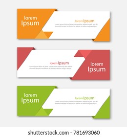 Set of abstract design banner template. Three different colors. Vector illustration.