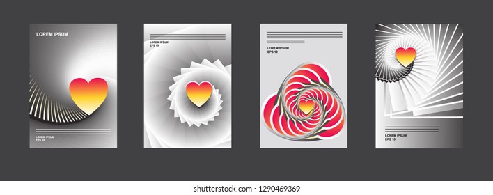 A set of abstract design for book cover, presentation, brochure, catalog, poster, magazine. Heart design. Eps10 vector.