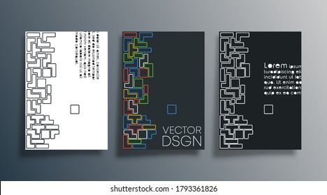 Set of abstract design cover for background, flyer, poster, brochure, typography, or other printing products. Vector illustration.