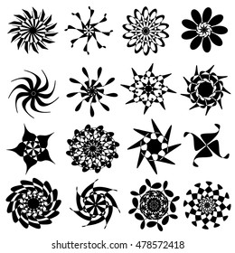 Set of abstract design element. Round mandalas in vector. Graphic template for your design. Decorative retro ornament. Hand drawn background with flowers.
