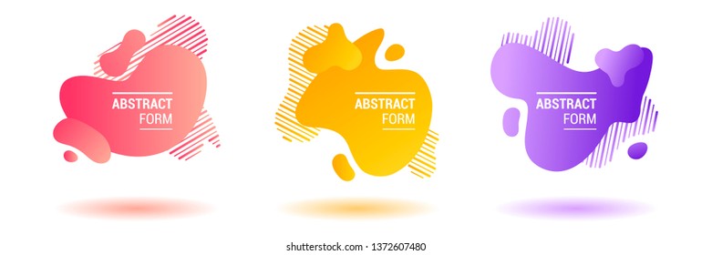 Set of abstract design elements. Buble web template. Gradient banners with flowing liquid shapes. Background for text, web page, banner, presentation, social media. 