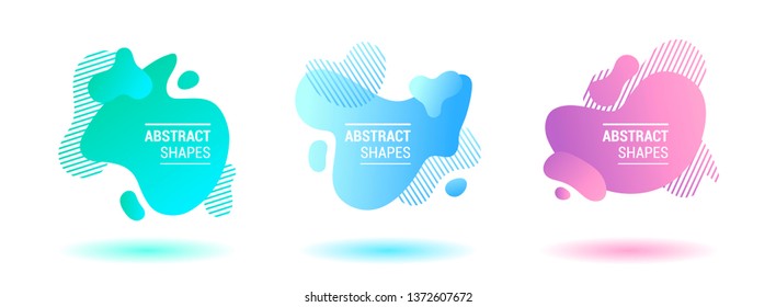 Set of abstract design elements. Buble web template. Gradient banners with flowing liquid shapes. Background for text, web page, banner, presentation, social media. 