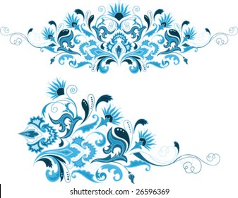 Set of abstract design floral elements. All elements and textures are individual objects. Vector illustration scale to any size.