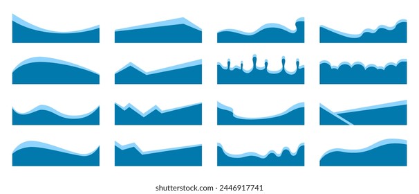 Set of abstract design green separator header and border for website and app. Divider shapes top and bottom for web page. Different borders for website, banner, app, poster, background