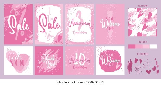 Set of abstract design of sale and anniversary cards.