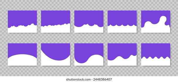 Set of abstract design separator header and border for website and app. Divider shapes top and bottom for web page. Different borders for website, banner, app, poster, background