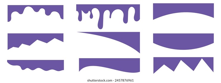 Conjunto de encabezado y borde de separador de diseño abstracto para Sitio web y App. Formas divisorias superior e inferior para la página de Web. Diferentes bordes para Sitio web, Anuncio, App, cartel, fondo blanco .