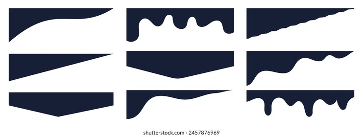 Set of abstract design separator header and border for website and app. Divider shapes top and bottom for web page. Different borders for website, banner, app, poster, white background .