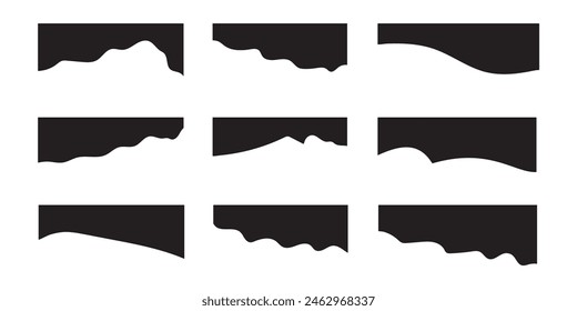 Set of abstract design separator header and border for website and app. Divider shapes top and bottom for web page. Different borders for website, banner, app,