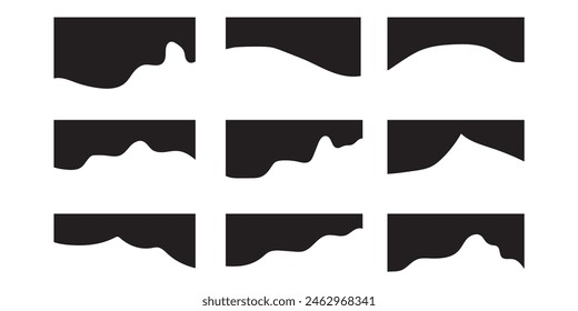 Set of abstract design separator header and border for website and app. Divider shapes top and bottom for web page. Different borders for website, banner, app,
