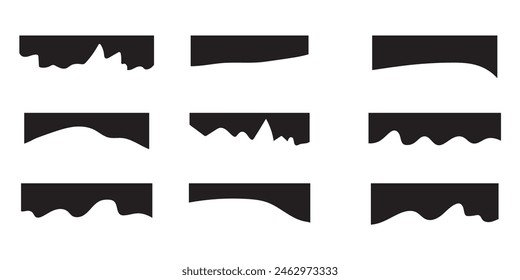 Set of abstract design separator header and border for website and app. Divider shapes top and bottom for web page. Different borders for website, banner, app, poster, background