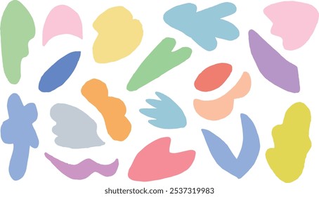 Conjunto de formas de design abstratas. Vetor de ilustração desenhado à mão.