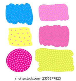 A set of abstract design spots, in the style of pop art, neon color. Vector illustration