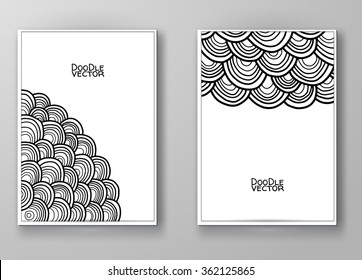 Set of abstract design templates. Brochures Black and White style. Vintage frames and backgrounds. Vector Illustration.