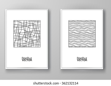 Set of abstract design templates. Brochures Black and White style. Vintage frames and backgrounds. Vector Illustration.