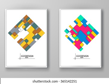 Set of abstract design templates. Brochures unusual color shapes style. Vintage frames and backgrounds. Vector Illustration.