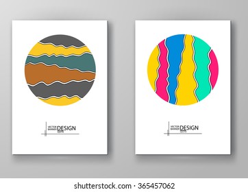 Set of abstract design templates. Brochures unusual color shapes style. Vintage frames and backgrounds. Vector Illustration.