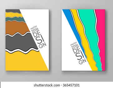 Set of abstract design templates. Brochures unusual color shapes style. Vintage frames and backgrounds. Vector Illustration.