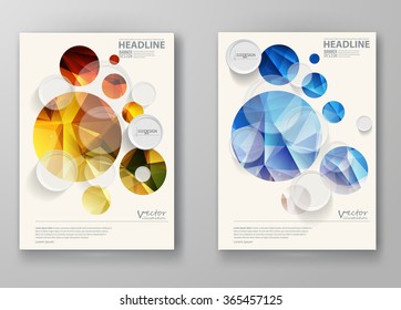 Set of abstract design templates. Brochures unusual color shapes style. Vintage frames and backgrounds. Vector Illustration.