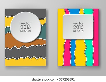 Set of abstract design templates. Brochures unusual color shapes style. Vintage frames and backgrounds. Vector Illustration.