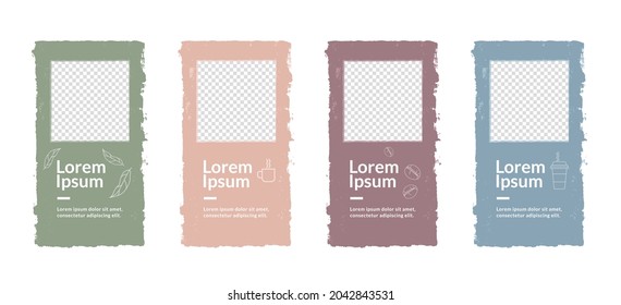  Set of abstract design templates for  coffee shop social media stories.