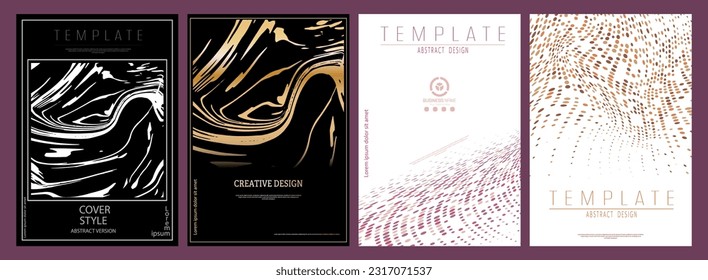 A set of abstract design templates for packaging, covers, booklets, and brochures. Marble style layout for individual interior decoration and printing. Creative idea of creative design.