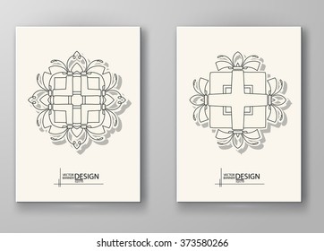 Set of Abstract Design Templates Vintage Frames and Luxury Logos for Brochures, Flyers, Typographic Emblems, Logo, Banners and Monograms. Vector Illustration.