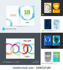 Set of abstract design vector, template cover, poster, flyer