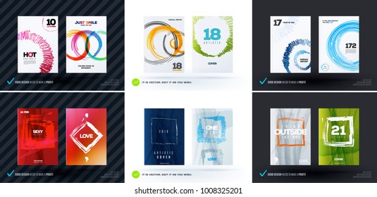 Set of abstract design vector, template cover, poster, flyer