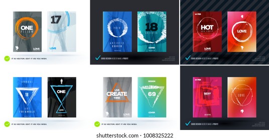 Set of abstract design vector, template cover, poster, flyer