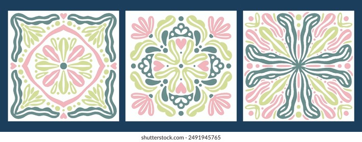 Set of abstract designs. Hand drawn tiles design. Perfect design for greeting cards, posters, T-shirts, banners, print invitations.