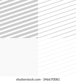Set of abstract diagonal stripes seamless textures. Grey and white vector background