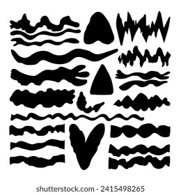 Set of abstract different form shapes. Creative distorted symbols and signs collection. Vector graphic design elements. 