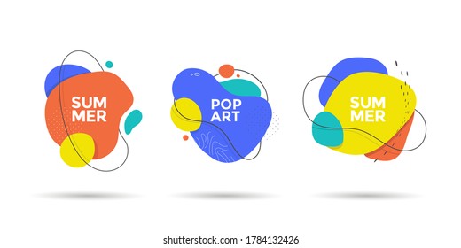 Set of abstract different shapes. Minimal fluid banner design with copy space for text. Isolated dynamical art form for social media stories.