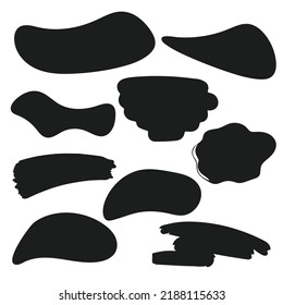 Set of abstract different spots and stripes for design. Blob black on white background. Background for text. Bunch of ink vector illustration