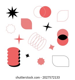 set of abstract digital old school elements. 90s style. retrofuturism and old school concept. modern vector illustration. geometric shapes