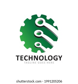 Set of abstract digital technology logo.