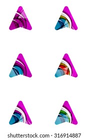 Conjunto de iconos de flecha direccional abstracta, conceptos de gps de logotipo comercial, diseño geométrico moderno y limpio. Creado con líneas de onda abstractas transparentes