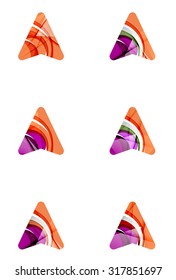 Set of abstract directional arrow icons, business logotype gps concepts, clean modern geometric design. Created with transparent abstract wave lines Set of abstract directional arrow icons, business logotype gps concepts, clean modern geometric design. Created with transparent abstract wave lines