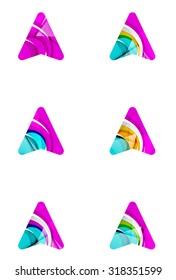 Set of abstract directional arrow icons, business logotype gps concepts, clean modern geometric design. Created with transparent abstract wave lines