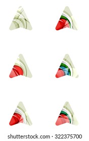 Conjunto de iconos de flecha direccional abstracta, conceptos de gps de logotipo comercial, diseño geométrico moderno y limpio. Creado con líneas de onda abstractas transparentes