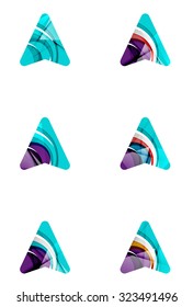 Conjunto de iconos de flecha direccional abstracta, conceptos de gps de logotipo comercial, diseño geométrico moderno y limpio. Creado con líneas de onda abstractas transparentes