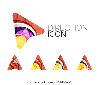 Set of abstract directional arrow icons, business logotype gps concepts, clean modern geometric design