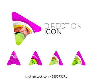 Set of abstract directional arrow icons, business logotype gps concepts, clean modern geometric design