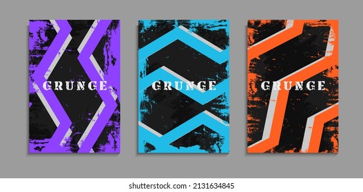 Set Of Abstract Dirty Grunge Texture Design In Black Background