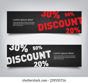 Set of abstract discount sales background banners with chalkboard style, clean and modern design. Vector eps 10 