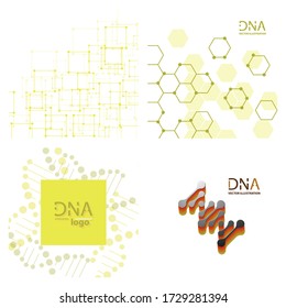Set of abstract DNA strand symbol. Isolated on white background. Vector illustration, eps 10.