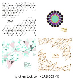 Conjunto de símbolos abstractos de cadena de ADN. Aislado sobre fondo blanco. Ilustración vectorial, eps 10.